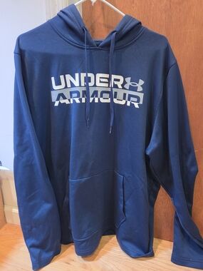 Under Armour Dark Navy Pullover Hoodie with Front Logo
